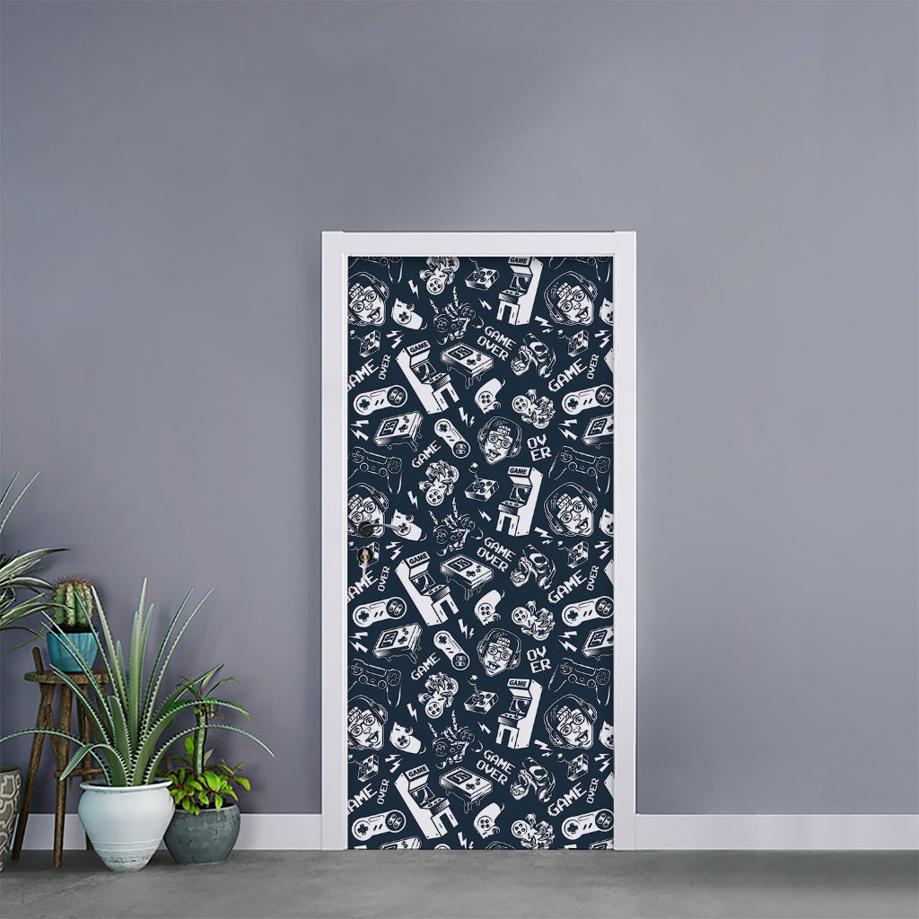 Video Game Devices Pattern Print Door Sticker