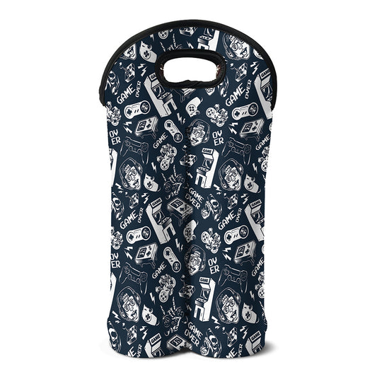Video Game Devices Pattern Print Double Neoprene Wine Tote