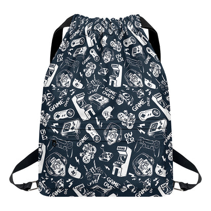Video Game Devices Pattern Print Drawstring Backpack