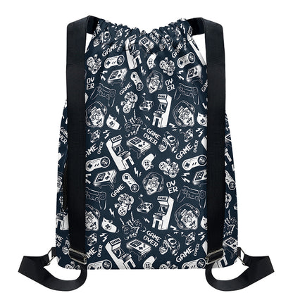 Video Game Devices Pattern Print Drawstring Backpack