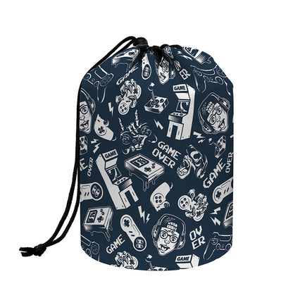 Video Game Devices Pattern Print Drawstring Makeup Bag