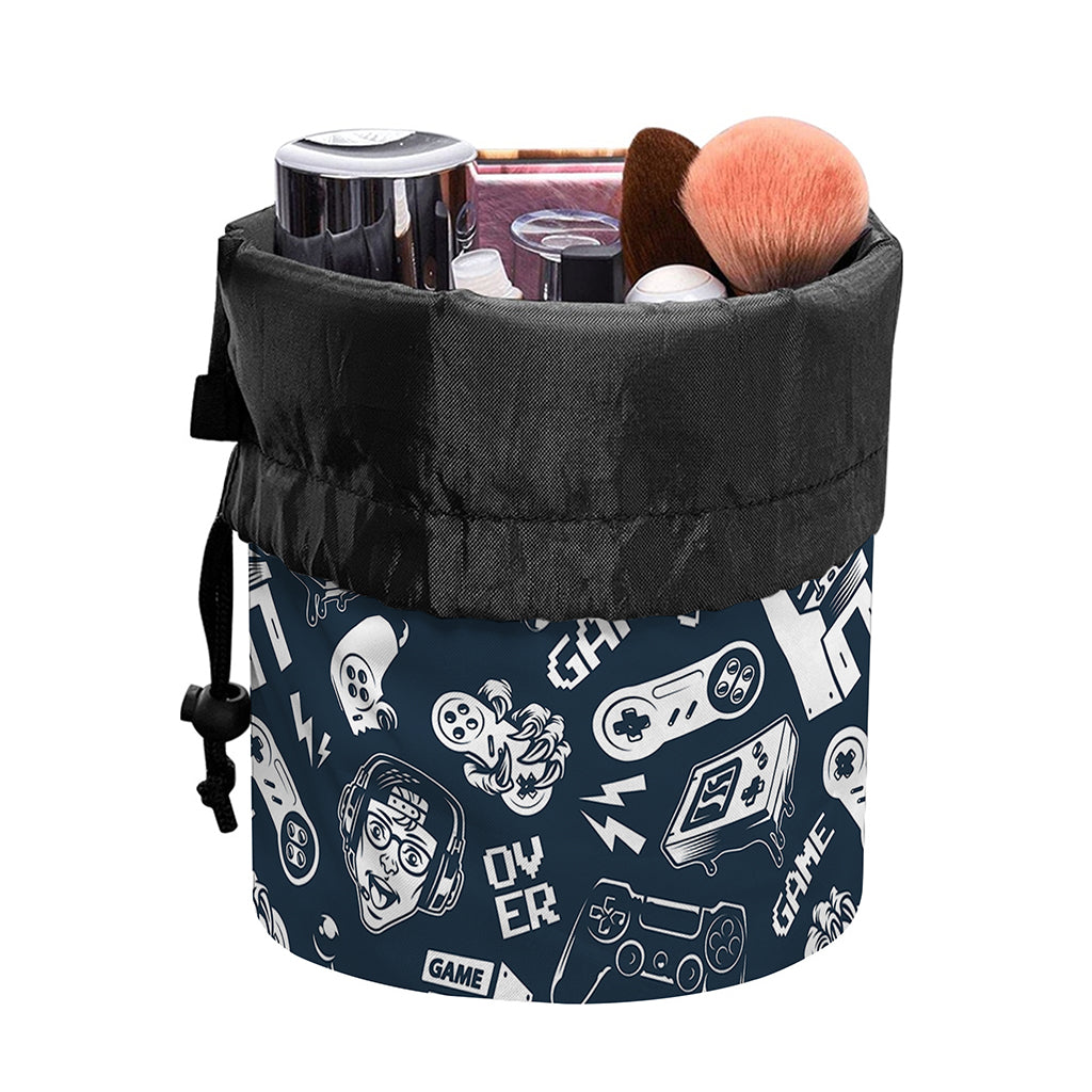 Video Game Devices Pattern Print Drawstring Makeup Bag