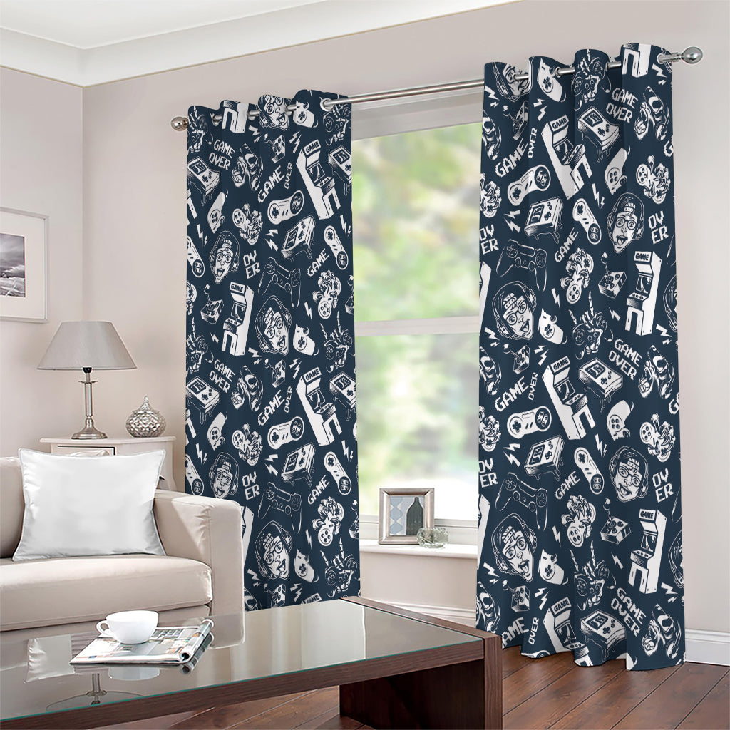 Video Game Devices Pattern Print Extra Wide Grommet Curtains