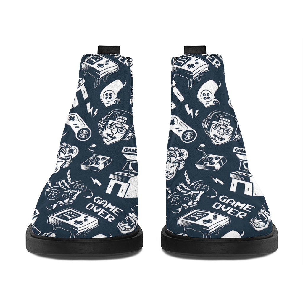 Video Game Devices Pattern Print Flat Ankle Boots