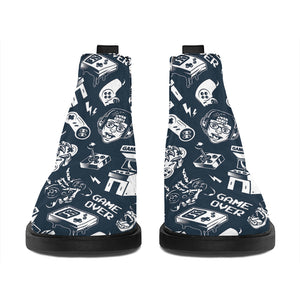 Video Game Devices Pattern Print Flat Ankle Boots