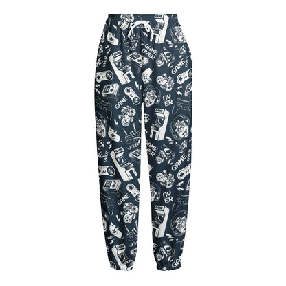 Video Game Devices Pattern Print Fleece Lined Knit Pants