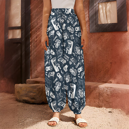 Video Game Devices Pattern Print Harem Pants