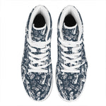 Video Game Devices Pattern Print High Top Leather Sneakers