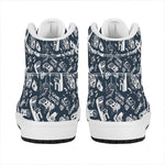 Video Game Devices Pattern Print High Top Leather Sneakers