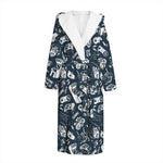 Video Game Devices Pattern Print Hooded Bathrobe