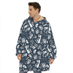 Video Game Devices Pattern Print Hoodie Blanket