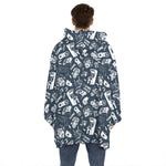 Video Game Devices Pattern Print Hoodie Blanket