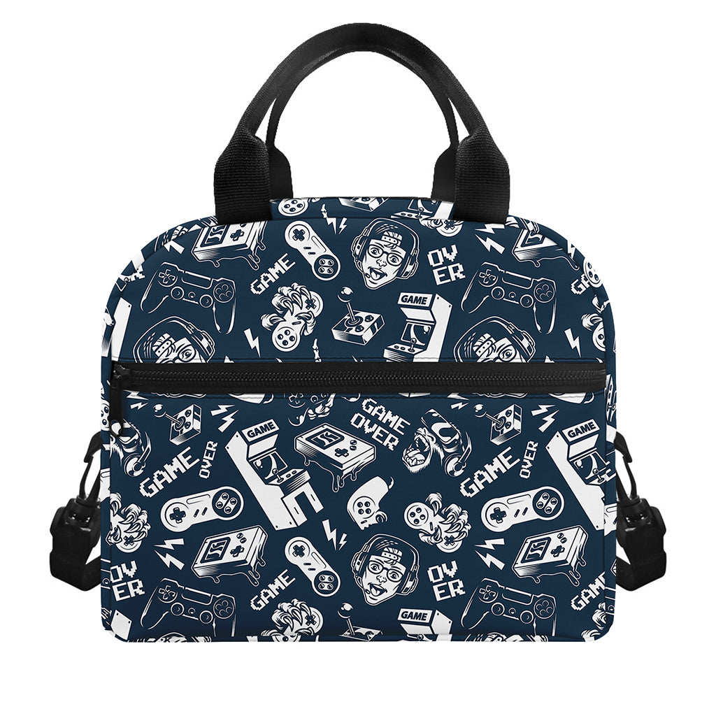 Video Game Devices Pattern Print Insulated Lunch Bag