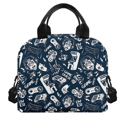 Video Game Devices Pattern Print Insulated Lunch Bag