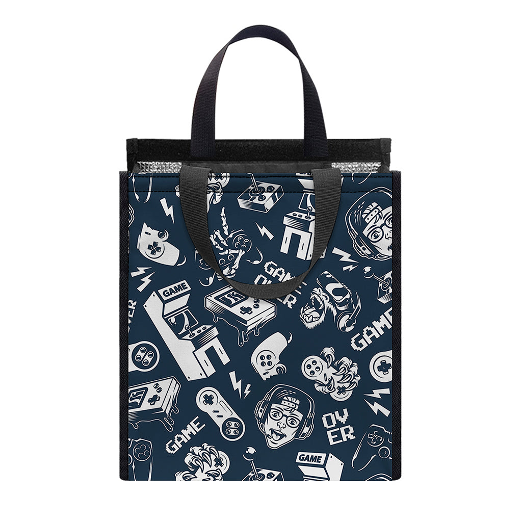 Video Game Devices Pattern Print Insulated Lunch Tote