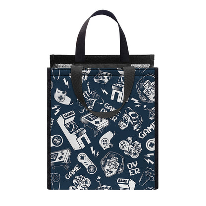 Video Game Devices Pattern Print Insulated Lunch Tote