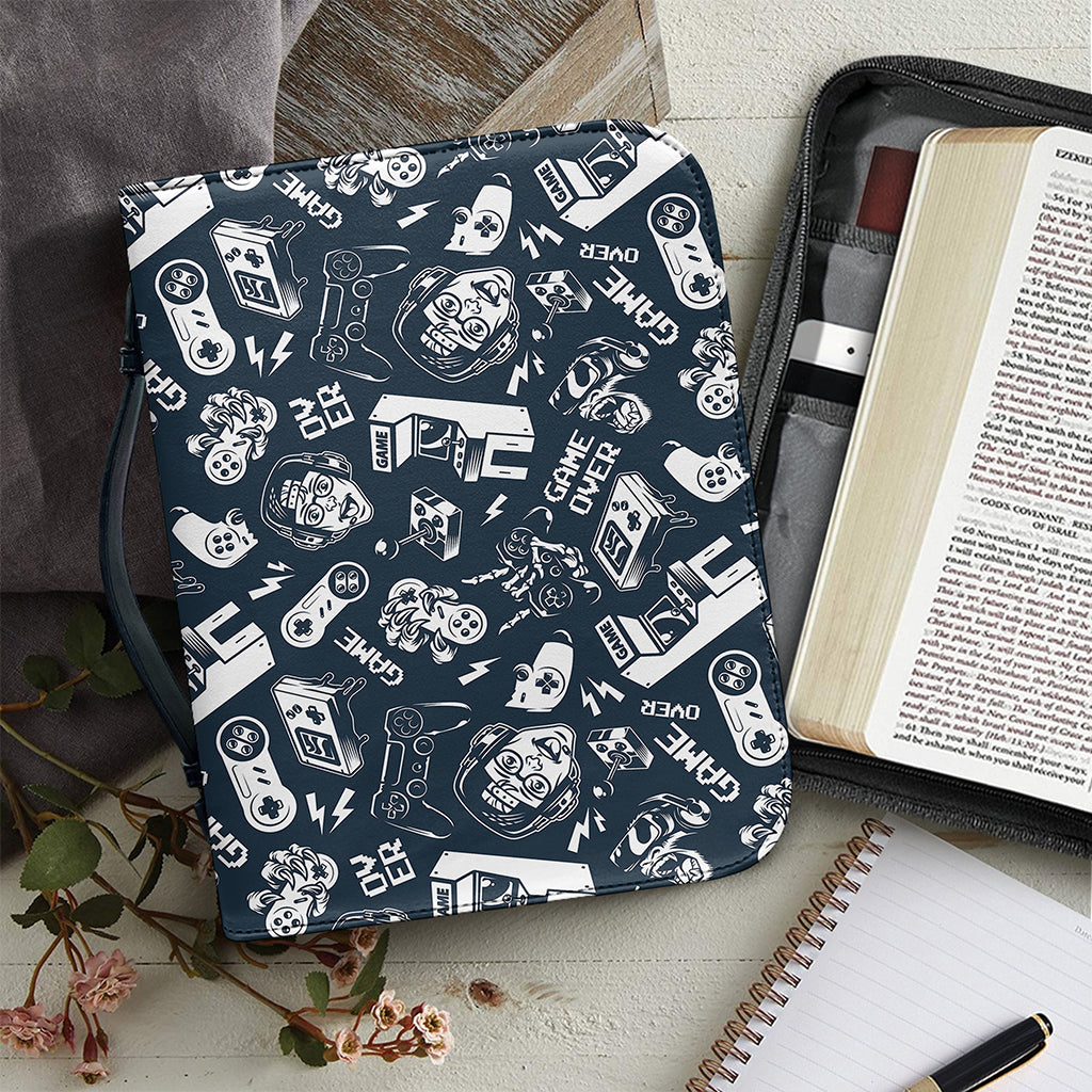 Video Game Devices Pattern Print Leather Bible Cover