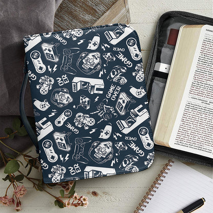 Video Game Devices Pattern Print Leather Bible Cover