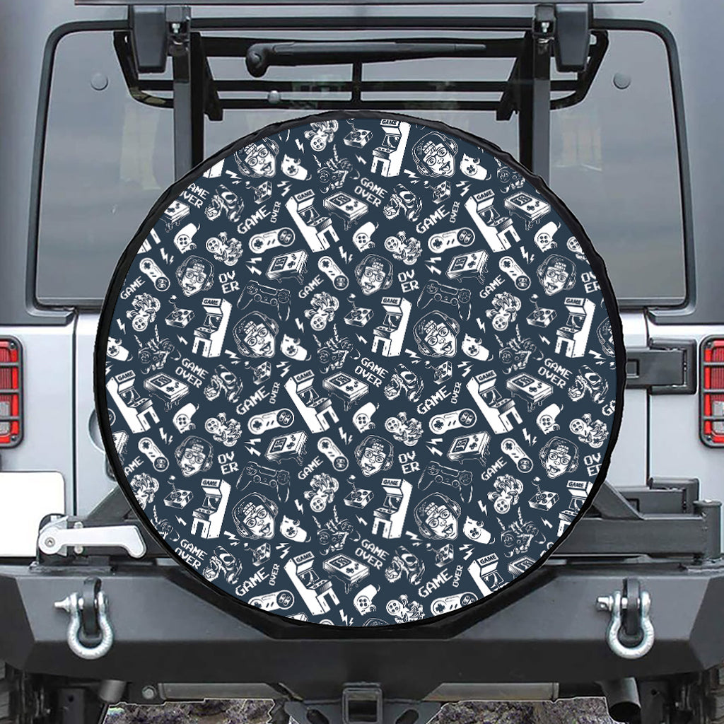 Video Game Devices Pattern Print Leather Spare Tire Cover