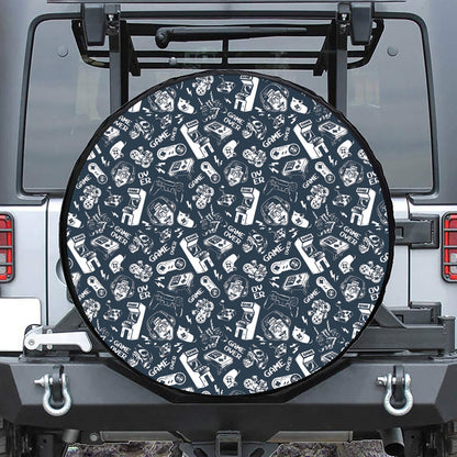 Video Game Devices Pattern Print Leather Spare Tire Cover