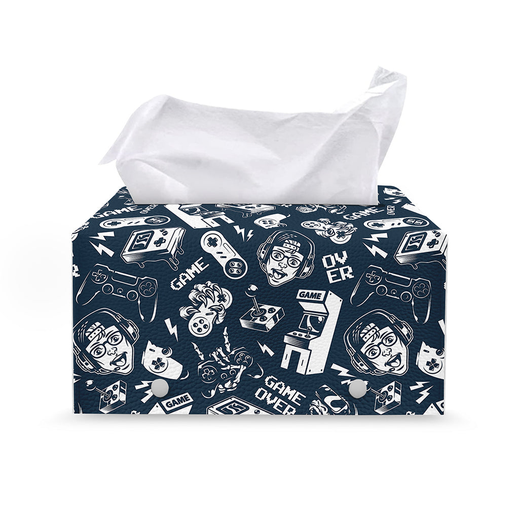 Video Game Devices Pattern Print Leather Tissue Box Cover