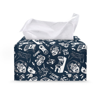 Video Game Devices Pattern Print Leather Tissue Box Cover
