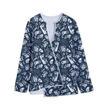 Video Game Devices Pattern Print Long Sleeve Short Coat