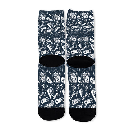 Video Game Devices Pattern Print Long Socks