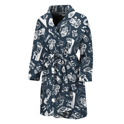 Video Game Devices Pattern Print Men's Bathrobe