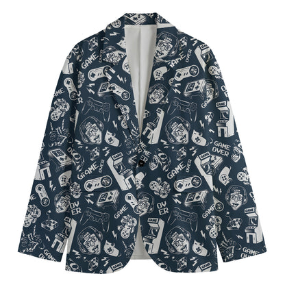Video Game Devices Pattern Print Men's Cotton Blazer