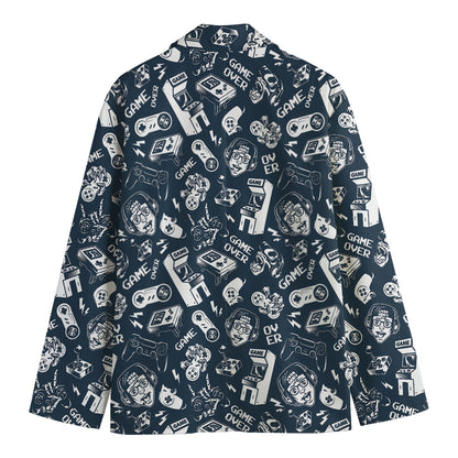 Video Game Devices Pattern Print Men's Cotton Blazer