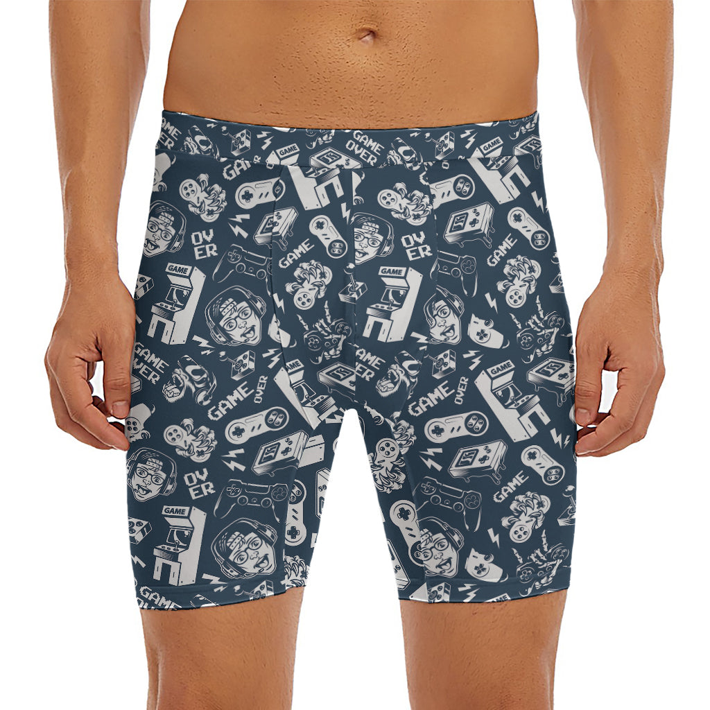 Video Game Devices Pattern Print Men's Long Boxer Briefs