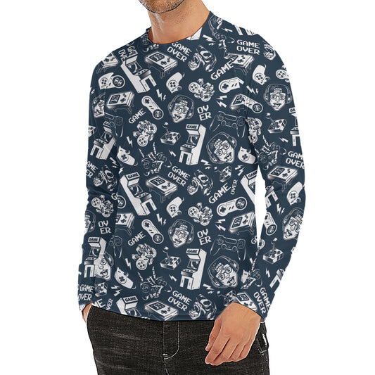 Video Game Devices Pattern Print Men's Long Sleeve Rash Guard