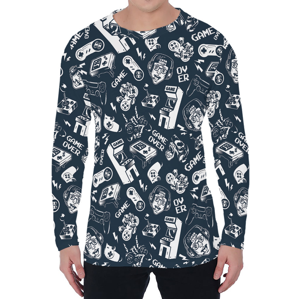 Video Game Devices Pattern Print Men's Long Sleeve T-Shirt