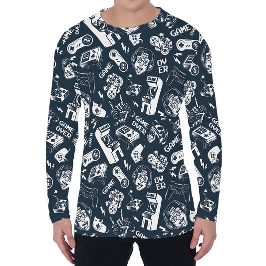 Video Game Devices Pattern Print Men's Long Sleeve T-Shirt