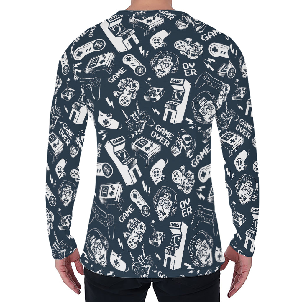 Video Game Devices Pattern Print Men's Long Sleeve T-Shirt