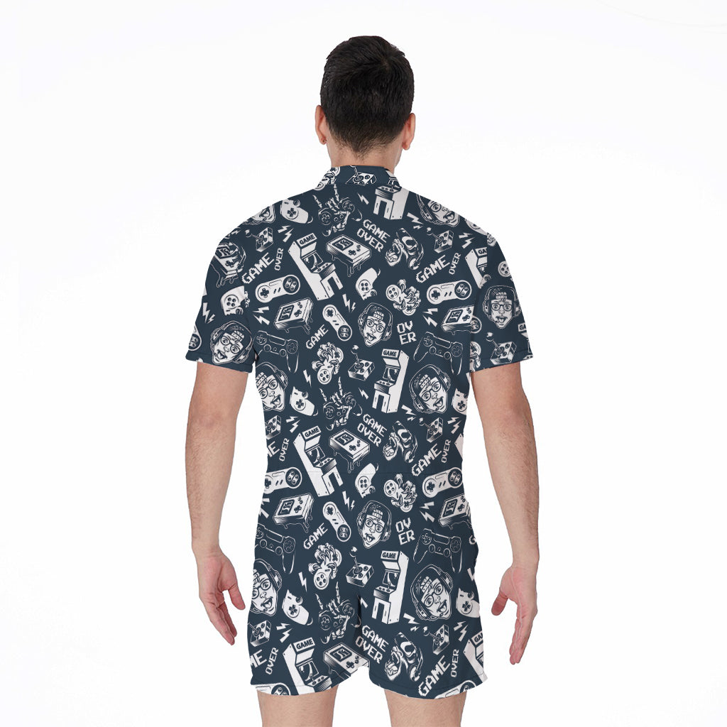 Video Game Devices Pattern Print Men's Rompers