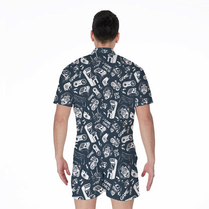 Video Game Devices Pattern Print Men's Rompers