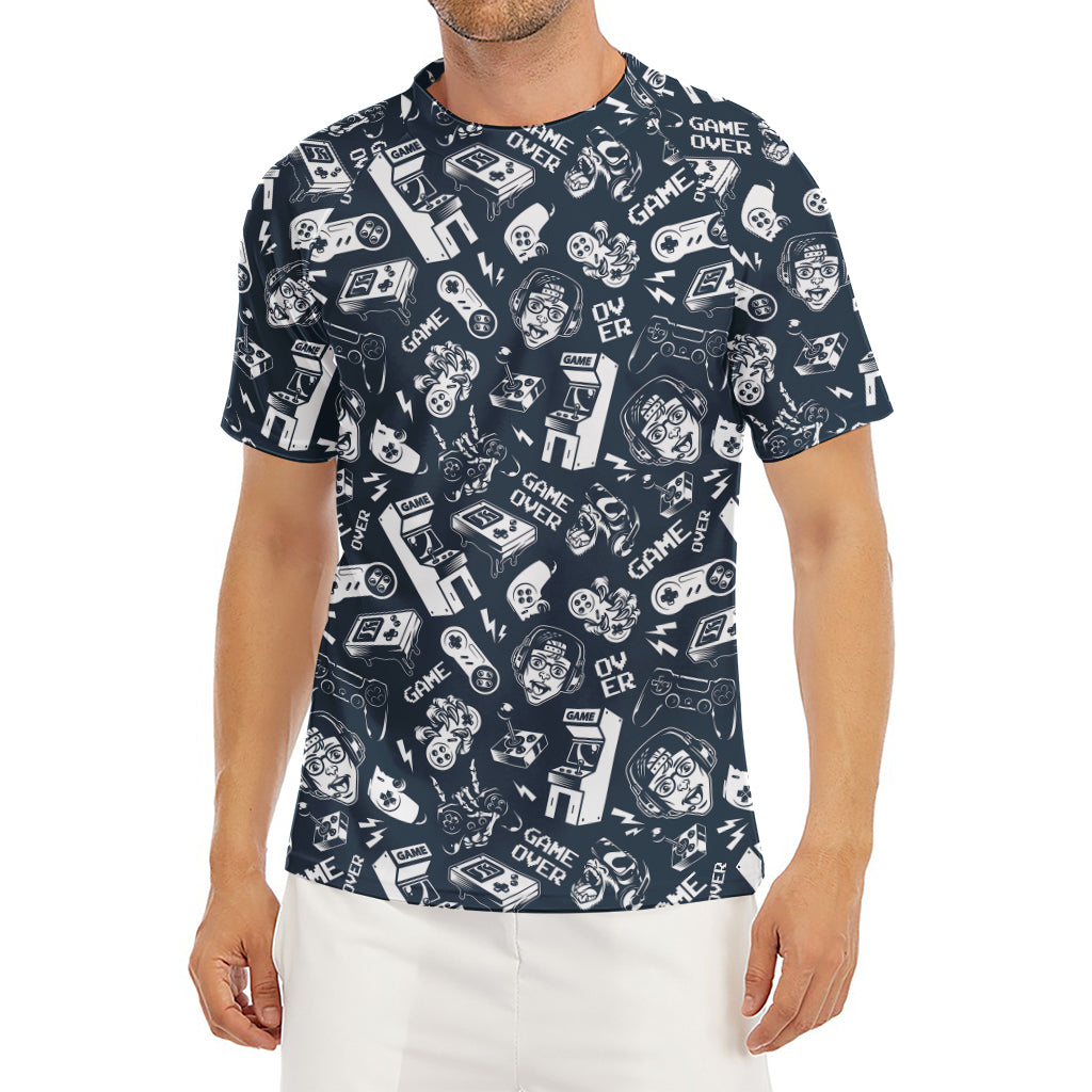 Video Game Devices Pattern Print Men's Short Sleeve Rash Guard