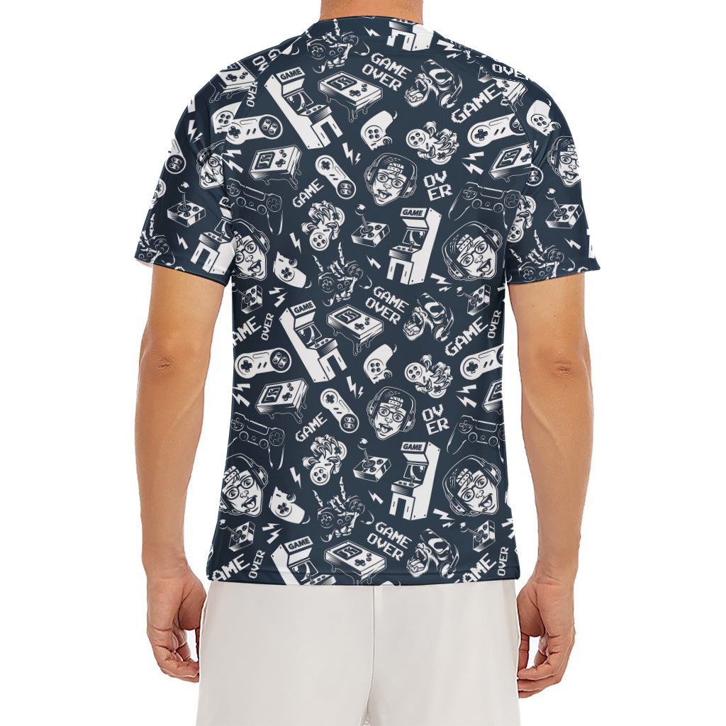 Video Game Devices Pattern Print Men's Short Sleeve Rash Guard