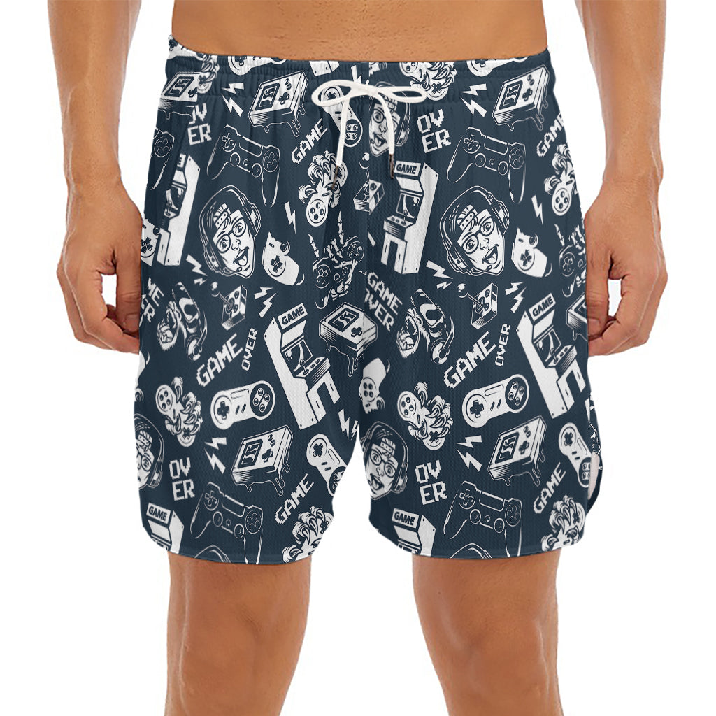 Video Game Devices Pattern Print Men's Split Running Shorts
