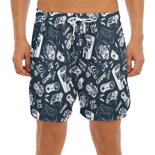 Video Game Devices Pattern Print Men's Split Running Shorts