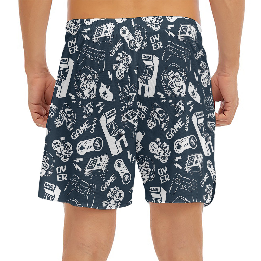 Video Game Devices Pattern Print Men's Split Running Shorts
