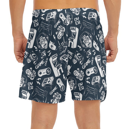 Video Game Devices Pattern Print Men's Split Running Shorts