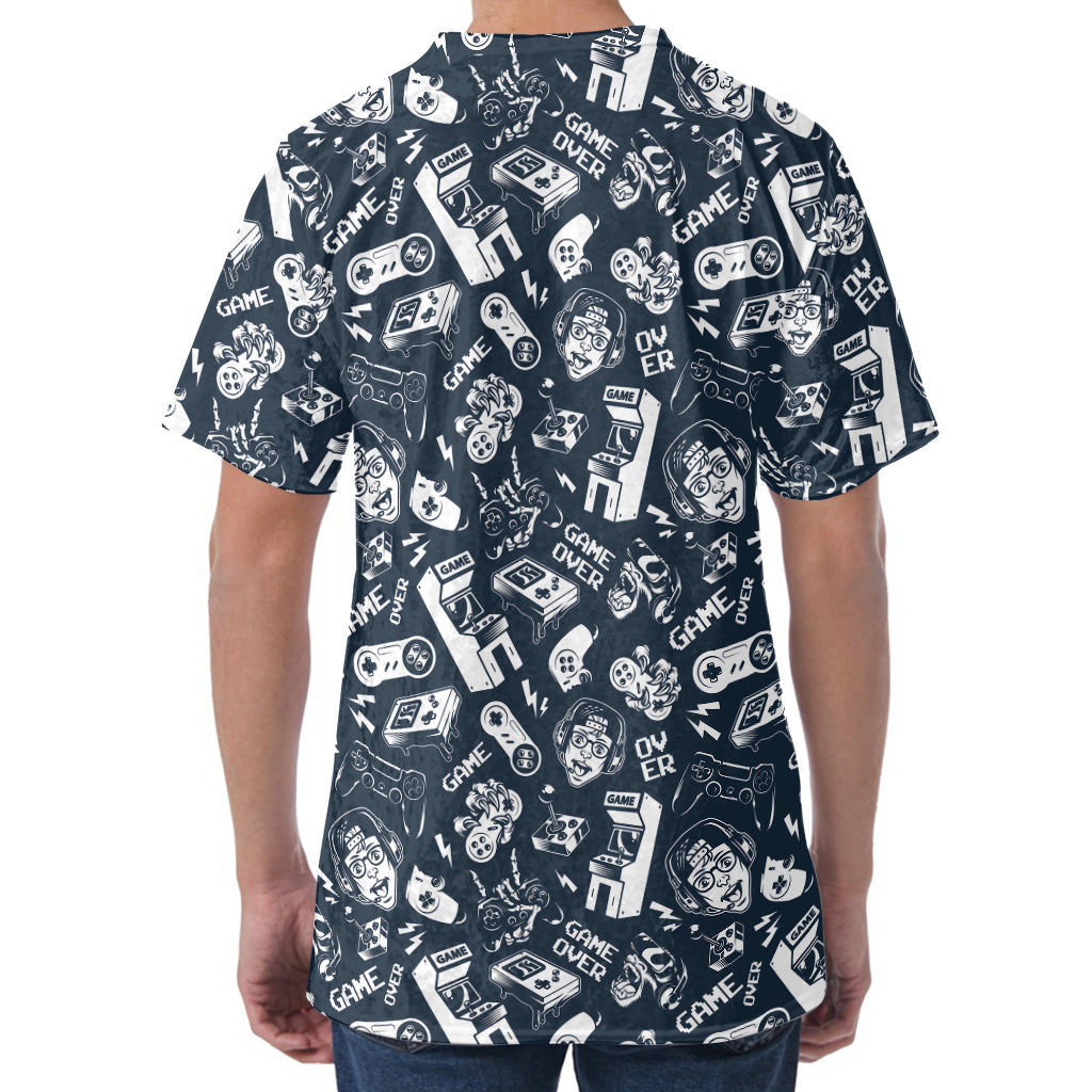 Video Game Devices Pattern Print Men's Velvet T-Shirt