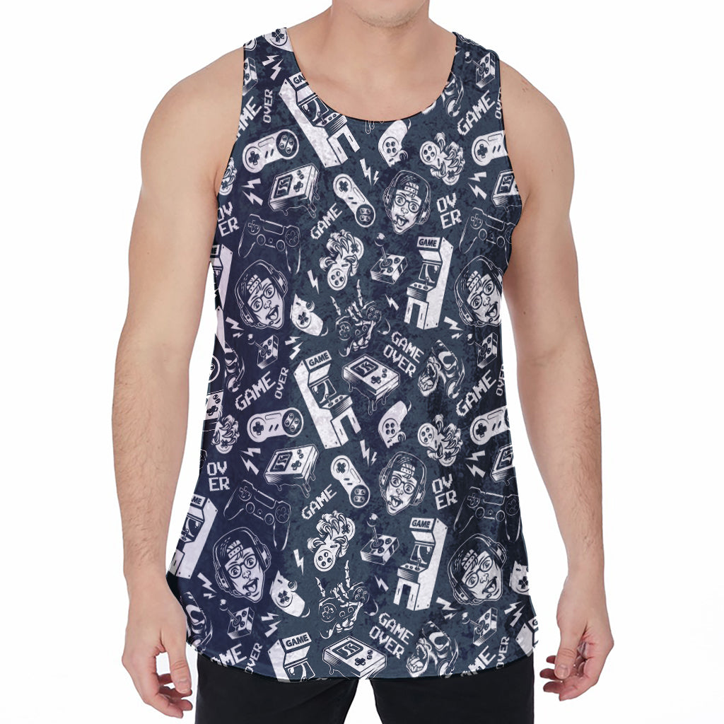Video Game Devices Pattern Print Men's Velvet Tank Top