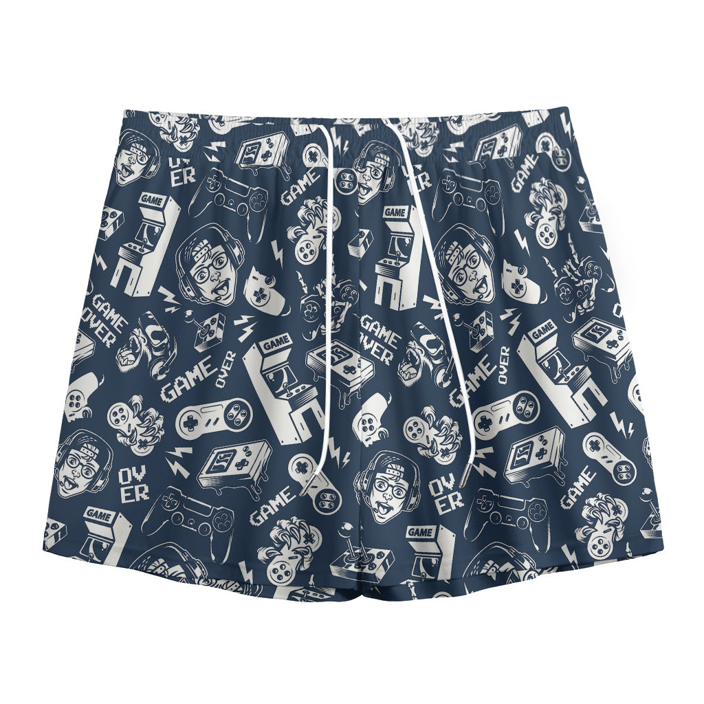 Video Game Devices Pattern Print Mesh Shorts