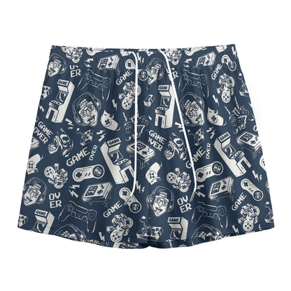 Video Game Devices Pattern Print Mesh Shorts