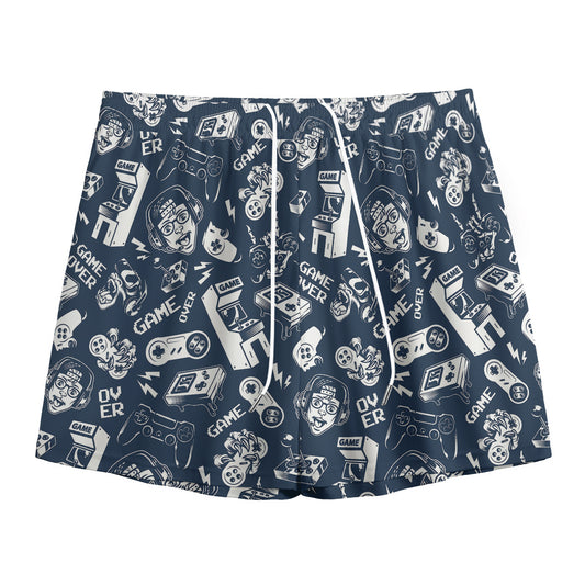 Video Game Devices Pattern Print Mesh Shorts