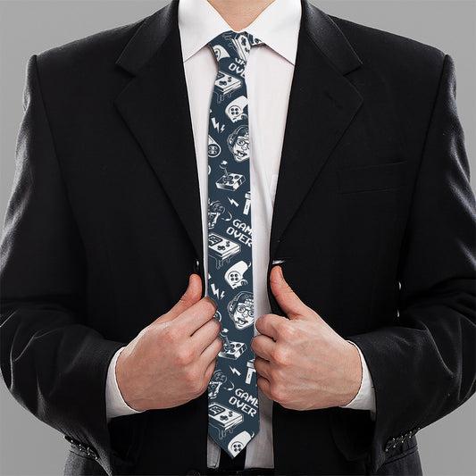 Video Game Devices Pattern Print Necktie